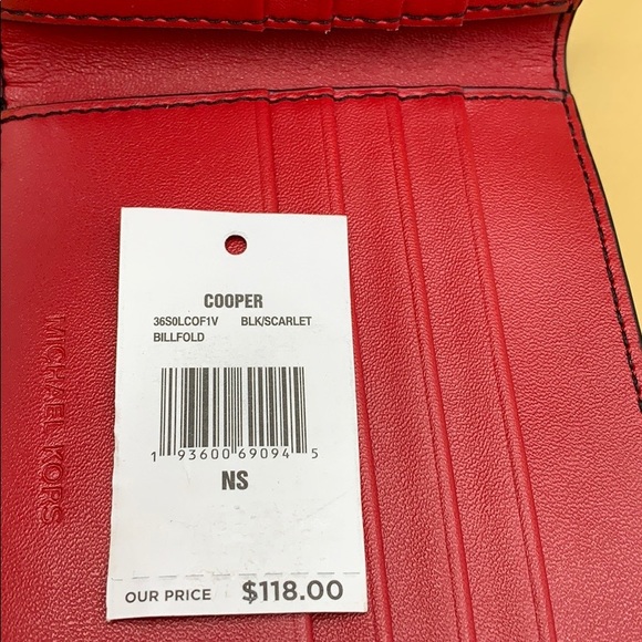 MICHAEL KORS COOPER BIFOLD BLACK/SCARLET - Picture 6 of 16